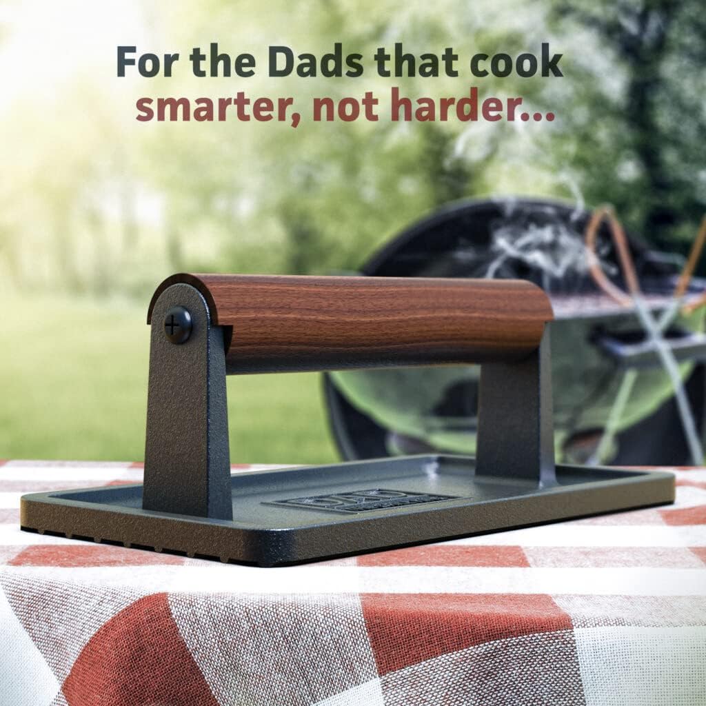Soho Cast Iron Grill Press: Crown "Dad The Grill King"