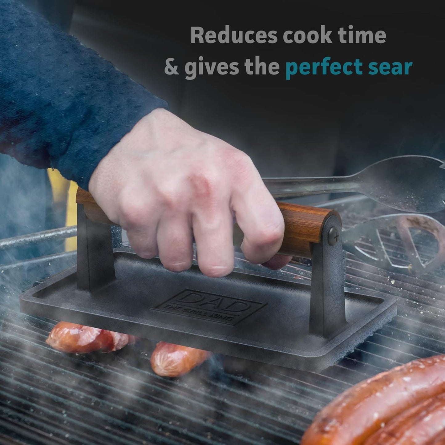 Soho Cast Iron Grill Press: Crown "Dad The Grill King"