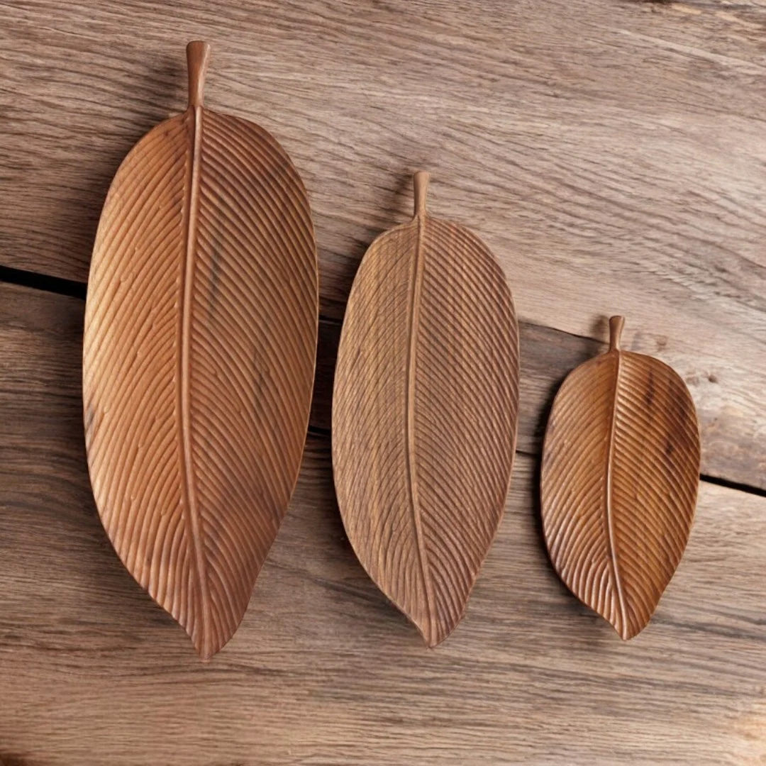 Handcrafted Wooden Leaf Tray