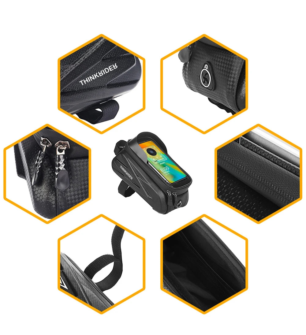 ThinkRider Waterproof Bike Frame Bag with Touchscreen Phone Holder