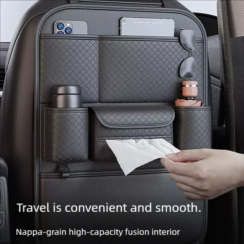 Premium PU Leather Multi-Functional Car Seat Back Organizer