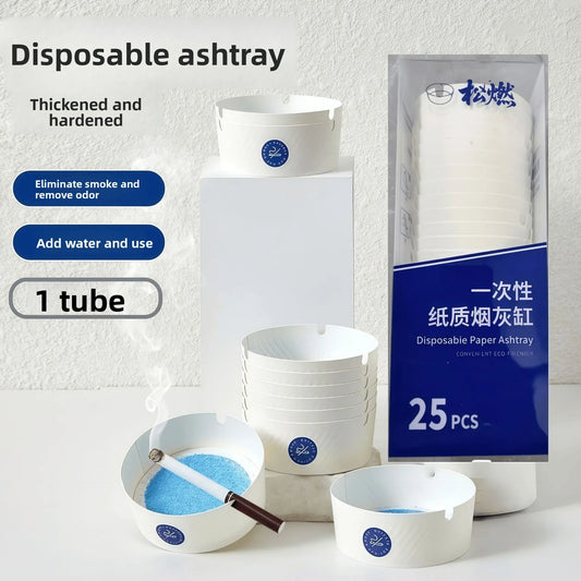 25 Pcs High-End Disposable Smokeless Ashtrays with Ash Absorbing Balm