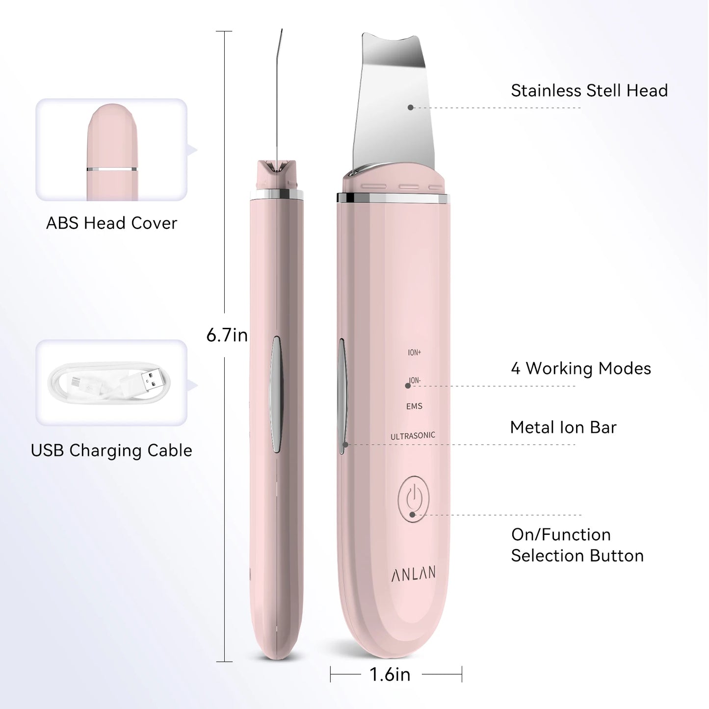 ANLAN Ultrasonic Skin Scrubber 4 Modes