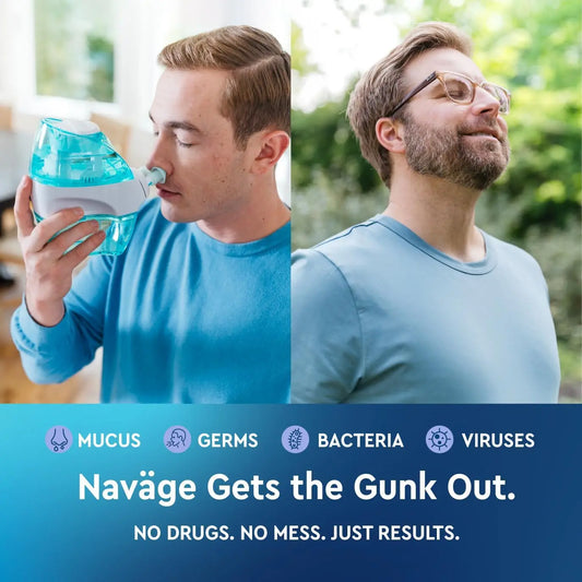 Naväge Starter Bundle: Powered Saline Nasal Rinse System (1 Cleaner + 30 Salt Pods)