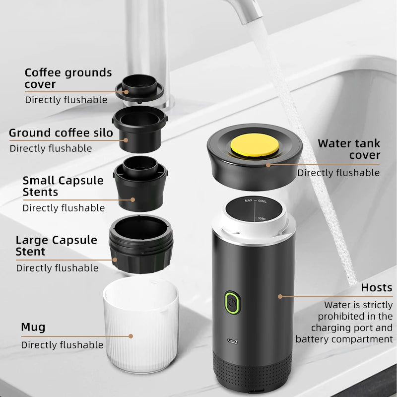 TriBrewGo: 3-in-1 Portable Electric Espresso Machine