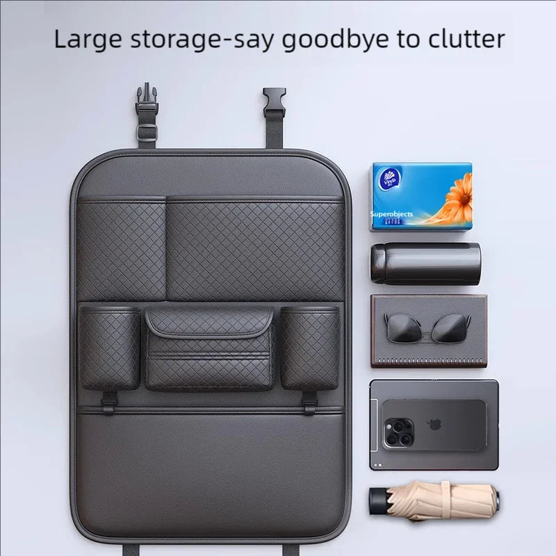 Premium PU Leather Multi-Functional Car Seat Back Organizer
