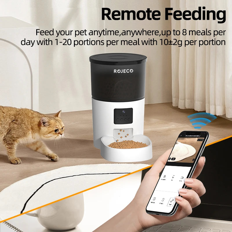 ROJECO Smart Automatic Pet Feeder With Camera