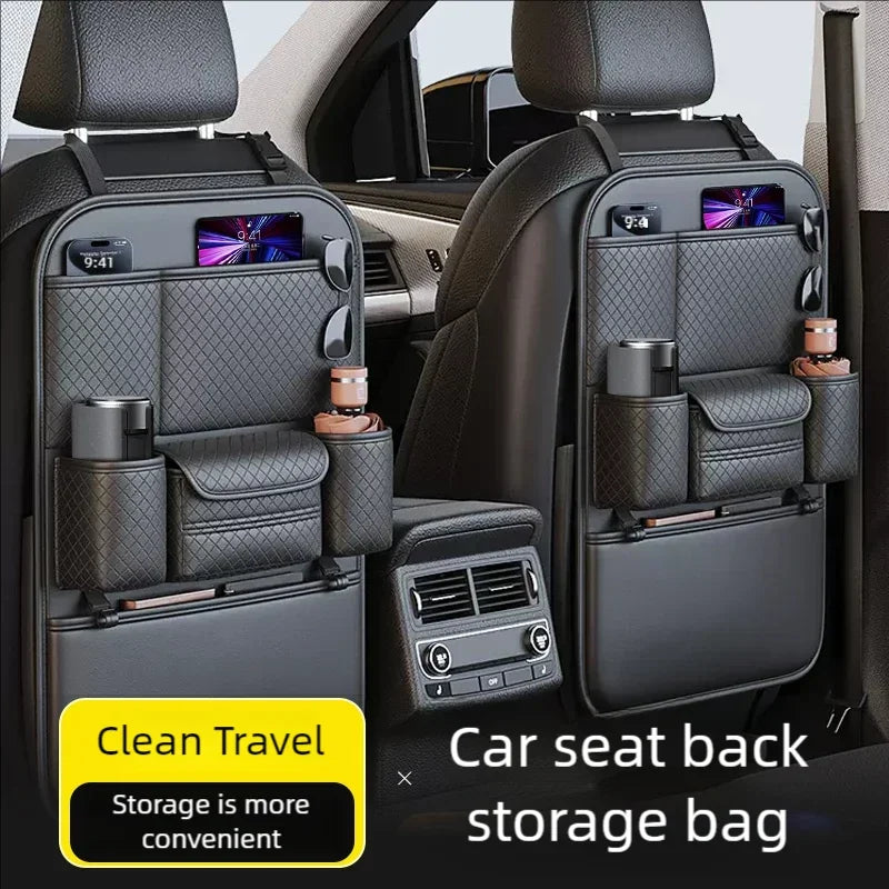Premium PU Leather Multi-Functional Car Seat Back Organizer