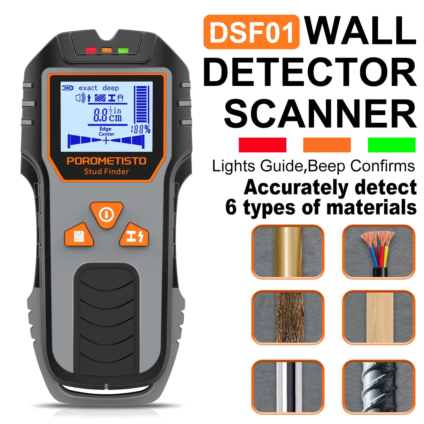 POROMETISTO 6-in-1 Multifunction Wall Scanner & Stud Finder