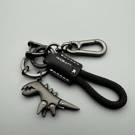T-Rex Keychain with Hand-Woven Rope