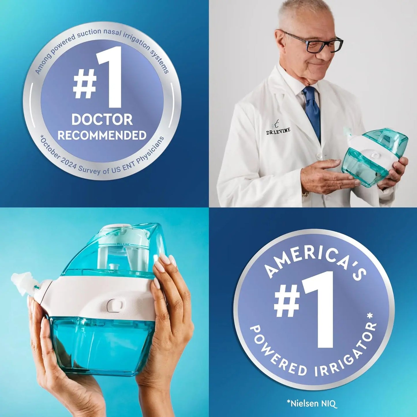 Naväge Starter Bundle: Powered Saline Nasal Rinse System (1 Cleaner + 30 Salt Pods)