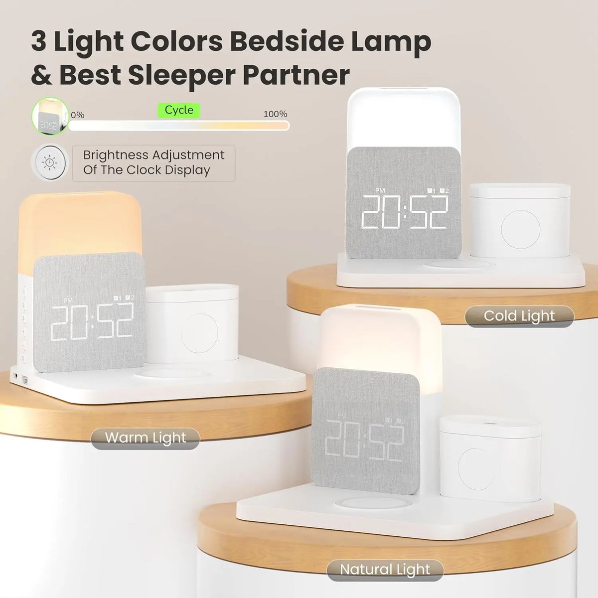 7-in-1 MagSafe Charging Station: Wireless Charger with Alarm Clock and Night Light