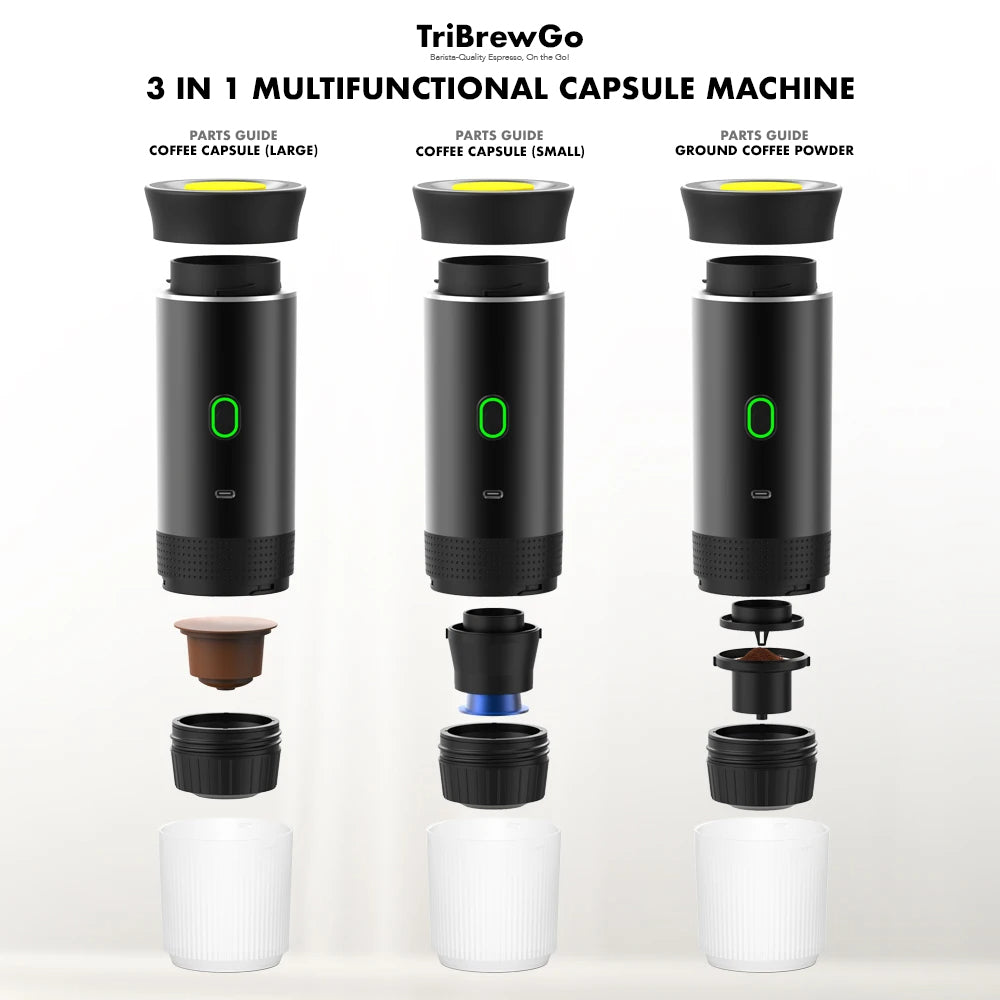TriBrewGo: 3-in-1 Portable Electric Espresso Machine