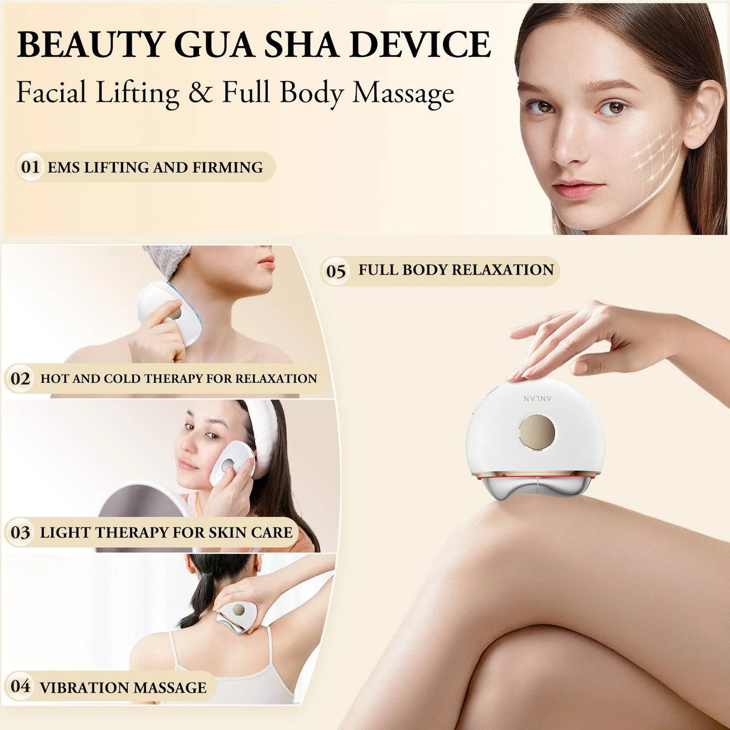 ANLAN EMS Microcurrent Gua Sha Facial Massager
