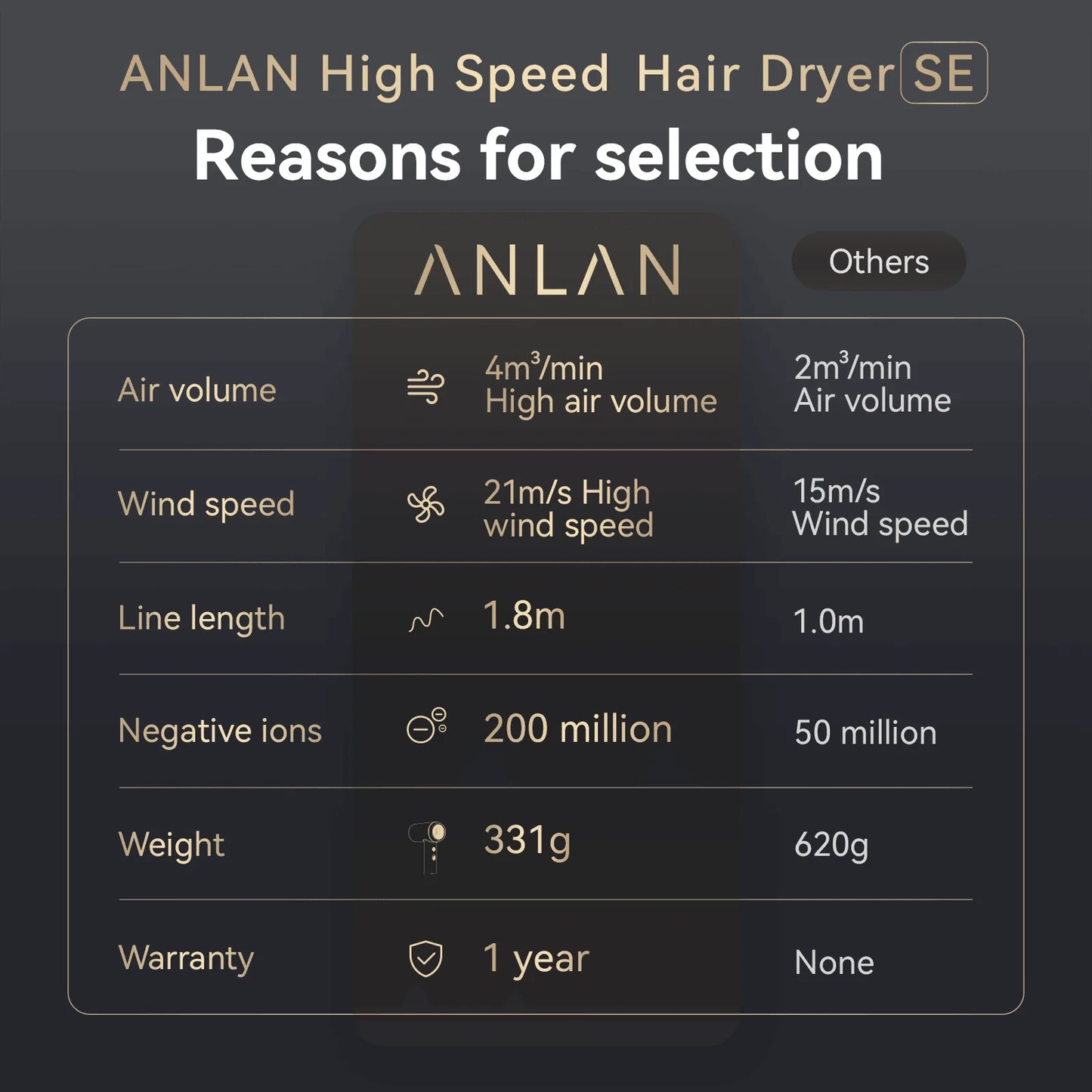 ANLAN Anion High-Speed Hair Dryer SE