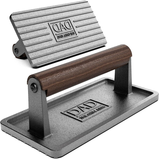 Soho Cast Iron Grill Press: Crown "Dad The Grill King"