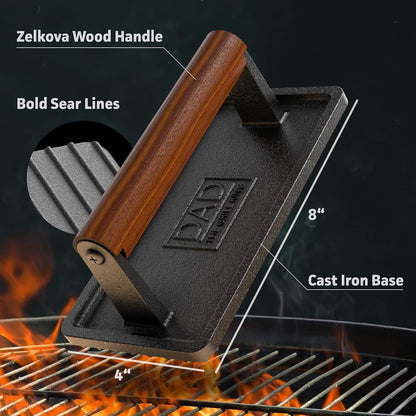 Soho Cast Iron Grill Press: Crown "Dad The Grill King"