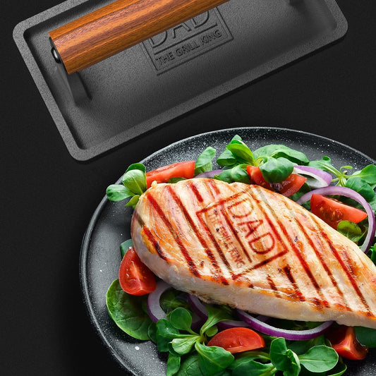 Soho Cast Iron Grill Press: Crown "Dad The Grill King"
