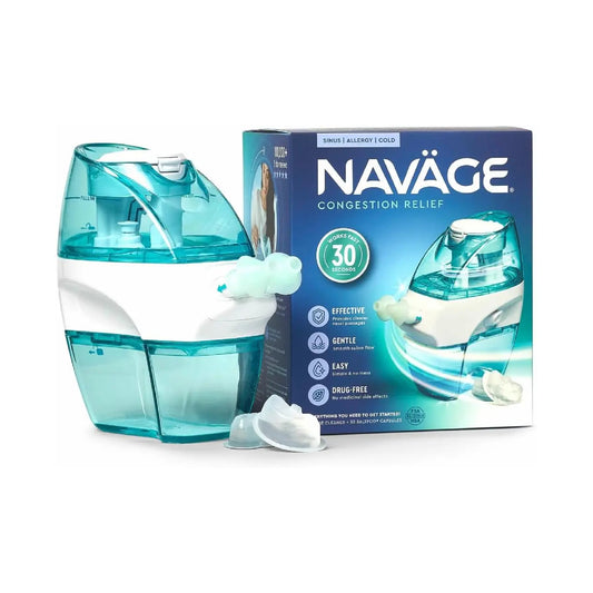 Naväge Starter Bundle: Powered Saline Nasal Rinse System (1 Cleaner + 30 Salt Pods)
