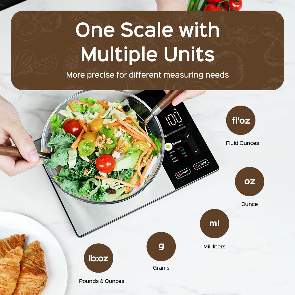 icomon Smart Kitchen Scale: Nutritional Calculator & Macro Tracker (11LB/5kg)