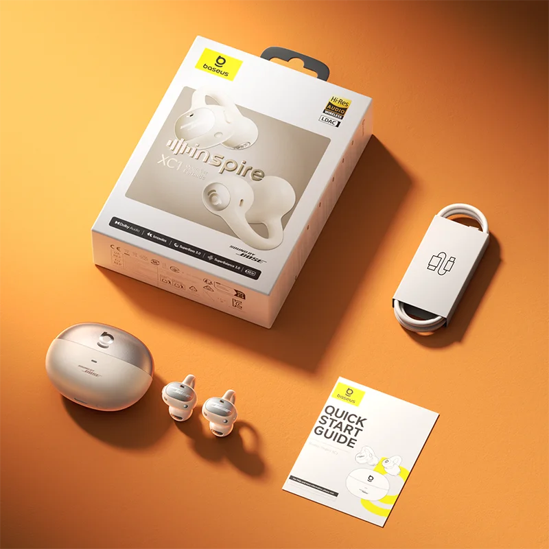 Baseus Inspire XC1 Open-Ear Clip Earbuds: Sound by Bose, Dolby Audio, Hi-Res Clarity