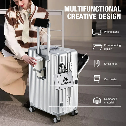 Aluminum Frame Checked Luggage: 24 and 27 Inch Smart Suitcase