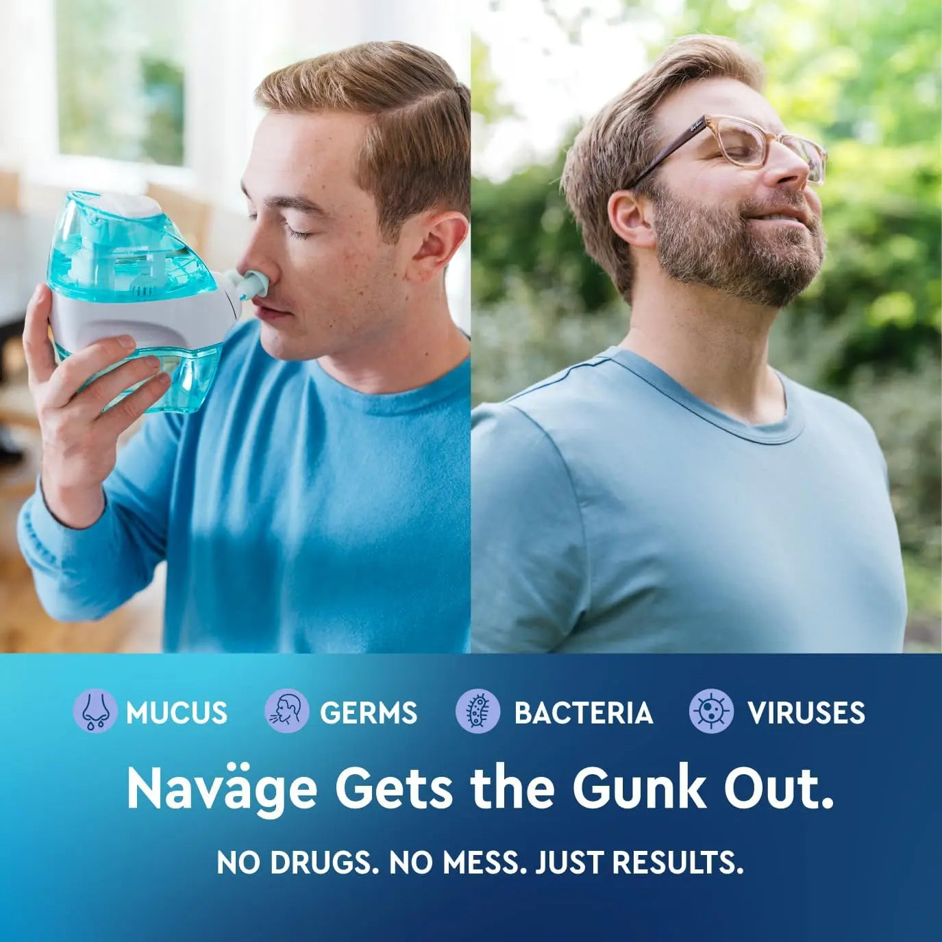 Naväge Starter Bundle: Powered Saline Nasal Rinse System (1 Cleaner + 30 Salt Pods)