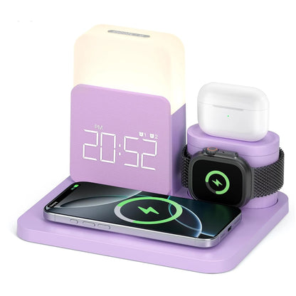 7-in-1 MagSafe Charging Station: Wireless Charger with Alarm Clock and Night Light