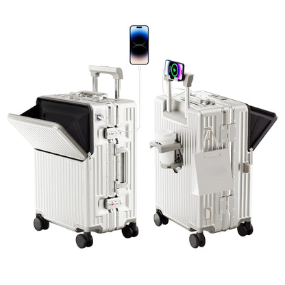 Aluminum Frame Checked Luggage: 24 and 27 Inch Smart Suitcase