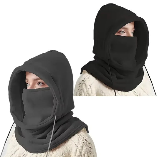 Unisex Knitted Drawstring Balaclava Hood