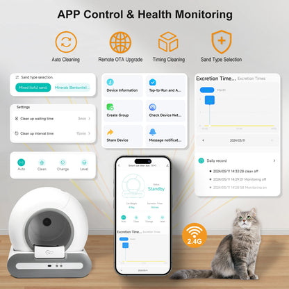 DOEL SmartFlow™ Self-Cleaning Cat Litter Box with App Control & Health Monitoring