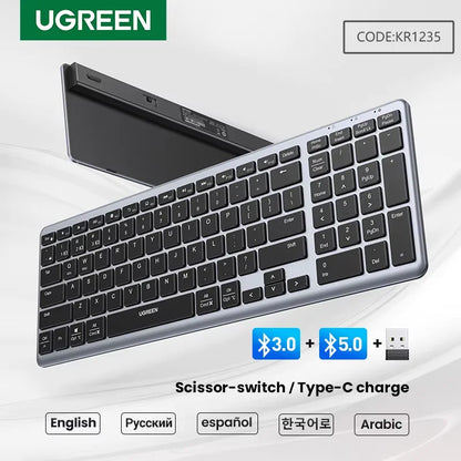 UGREEN KU005 Ultra-Slim Wireless Keyboard: Multi-Device Bluetooth & 2.4G