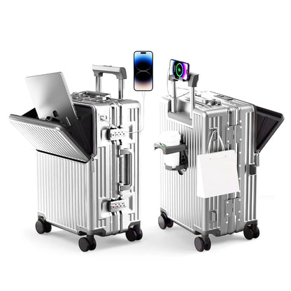 Aluminum Frame Checked Luggage: 24 and 27 Inch Smart Suitcase