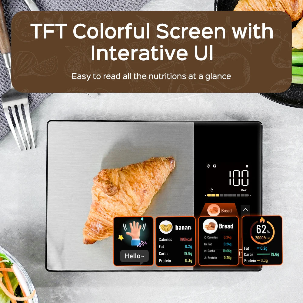 icomon Smart Kitchen Scale: Nutritional Calculator & Macro Tracker (11LB/5kg)