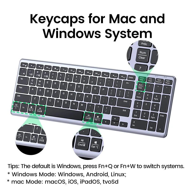 UGREEN KU005 Ultra-Slim Wireless Keyboard: Multi-Device Bluetooth & 2.4G