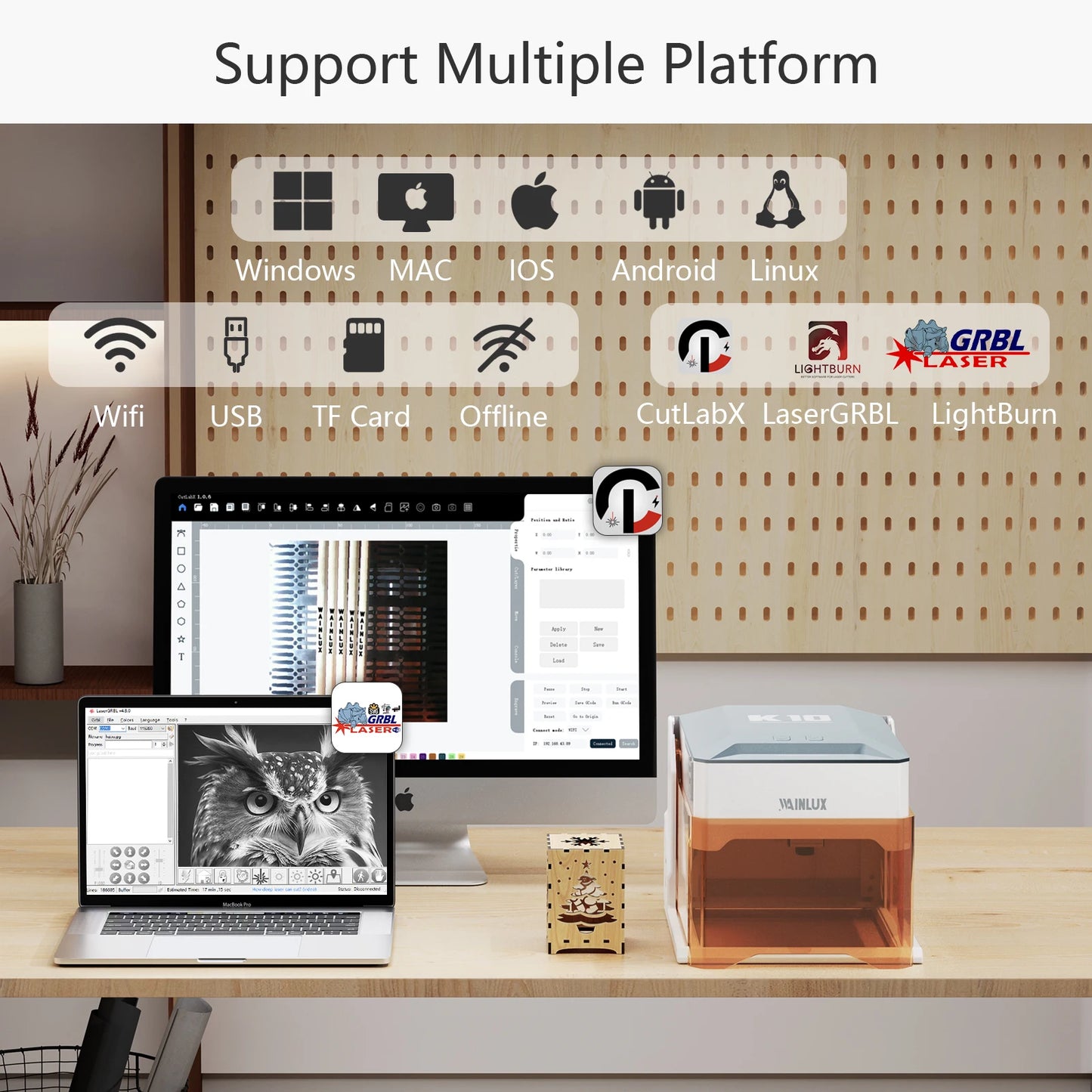 WAINLUX K10 Mini Laser Engraver (3000mW) - Bluetooth/WiFi Enabled