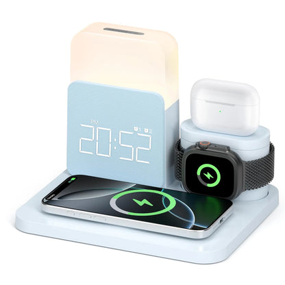 7-in-1 MagSafe Charging Station: Wireless Charger with Alarm Clock and Night Light