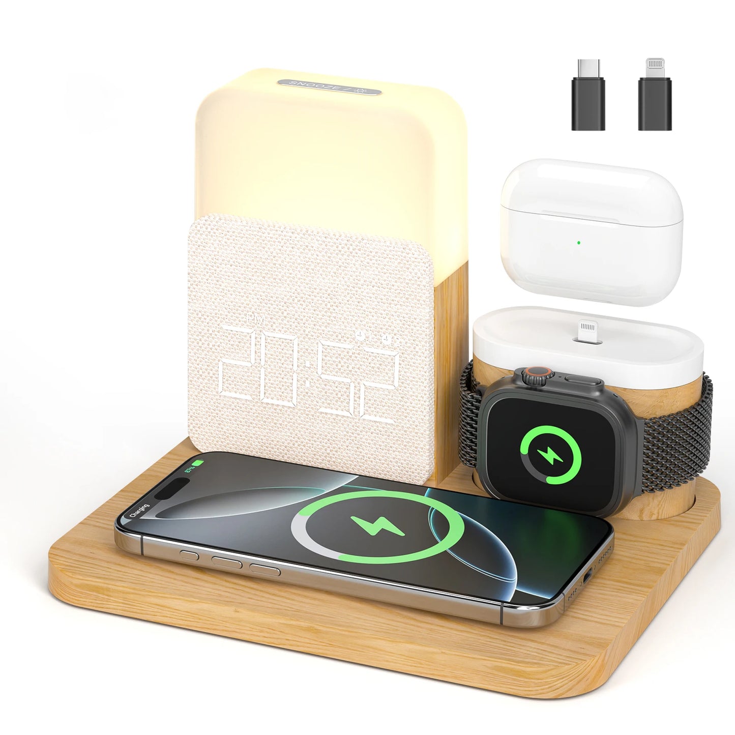 7-in-1 MagSafe Charging Station: Wireless Charger with Alarm Clock and Night Light