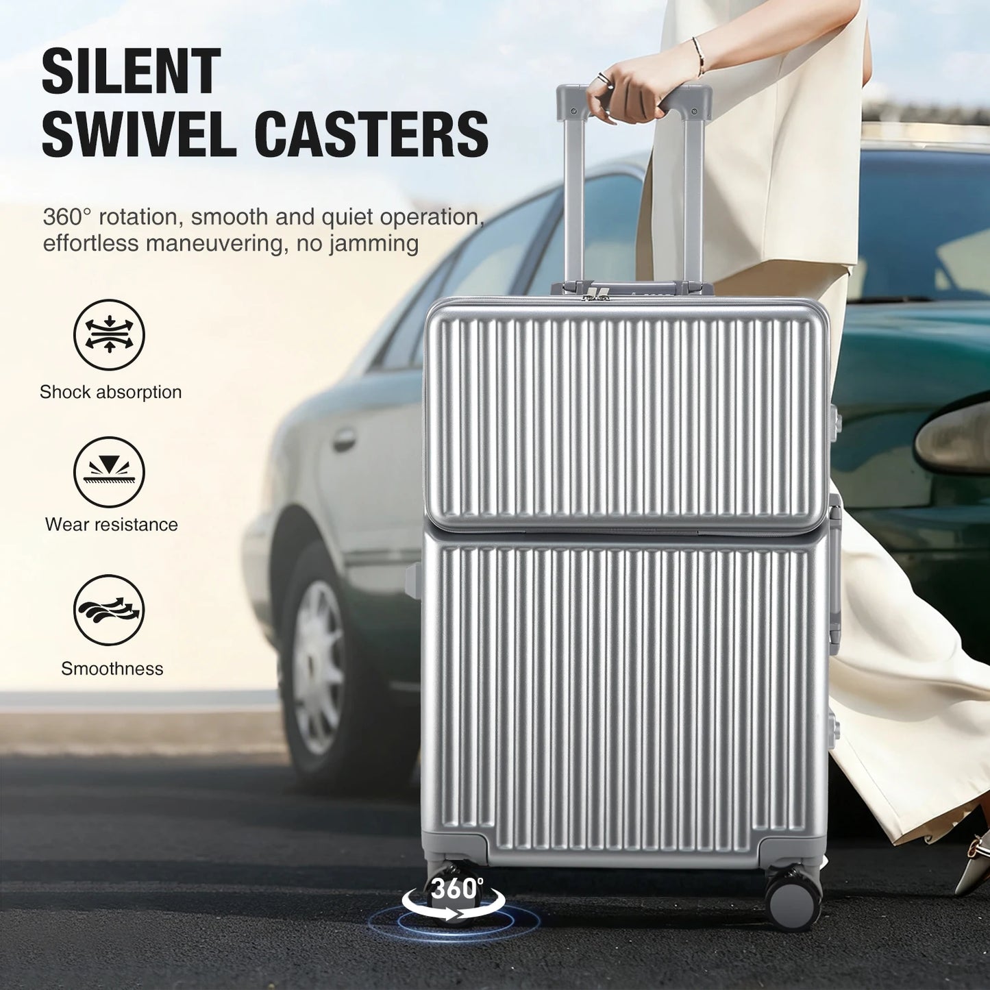 Aluminum Frame Checked Luggage: 24 and 27 Inch Smart Suitcase