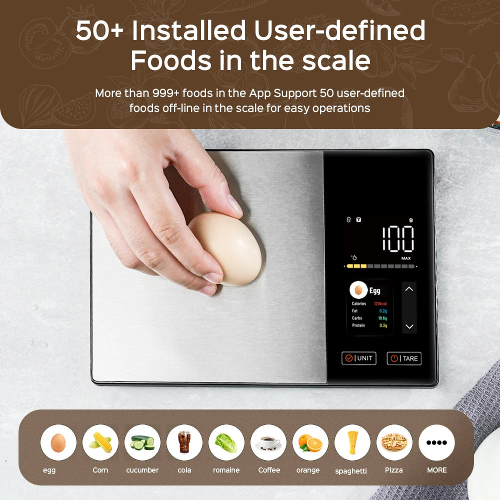 icomon Smart Kitchen Scale: Nutritional Calculator & Macro Tracker (11LB/5kg)