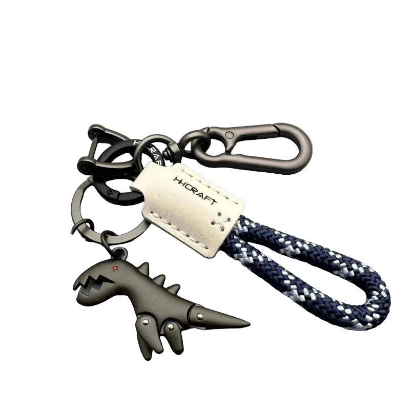 T-Rex Keychain with Hand-Woven Rope
