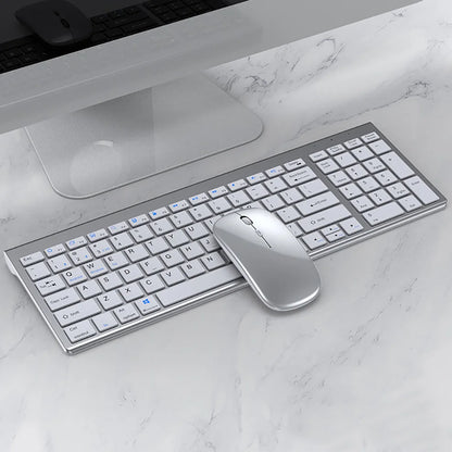 Jomaa Slim Rechargeable Bluetooth & 2.4G Keyboard and Mouse Set