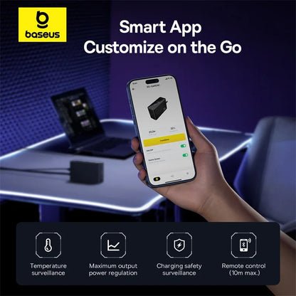 Baseus 240W Digital GaN Desktop Charger: 5-in-1 DC & USB-C Fast Charging Hub