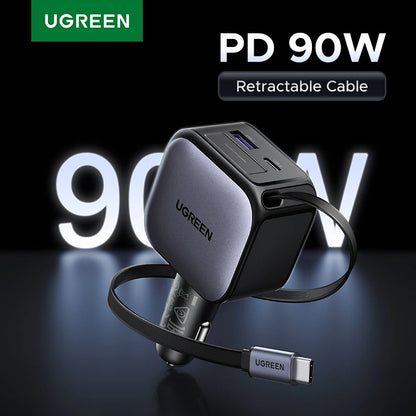 UGREEN Nexode 90W GaN Retractable Fast Car Charger