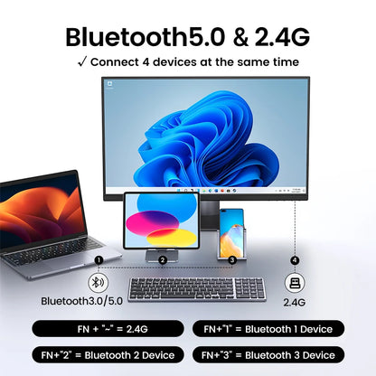 UGREEN KU005 Ultra-Slim Wireless Keyboard: Multi-Device Bluetooth & 2.4G