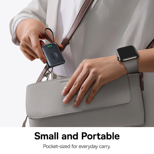 Baseus 5W Magnetic Wireless Charger: Apple Watch Travel Puck with Built-in USB-C Cable