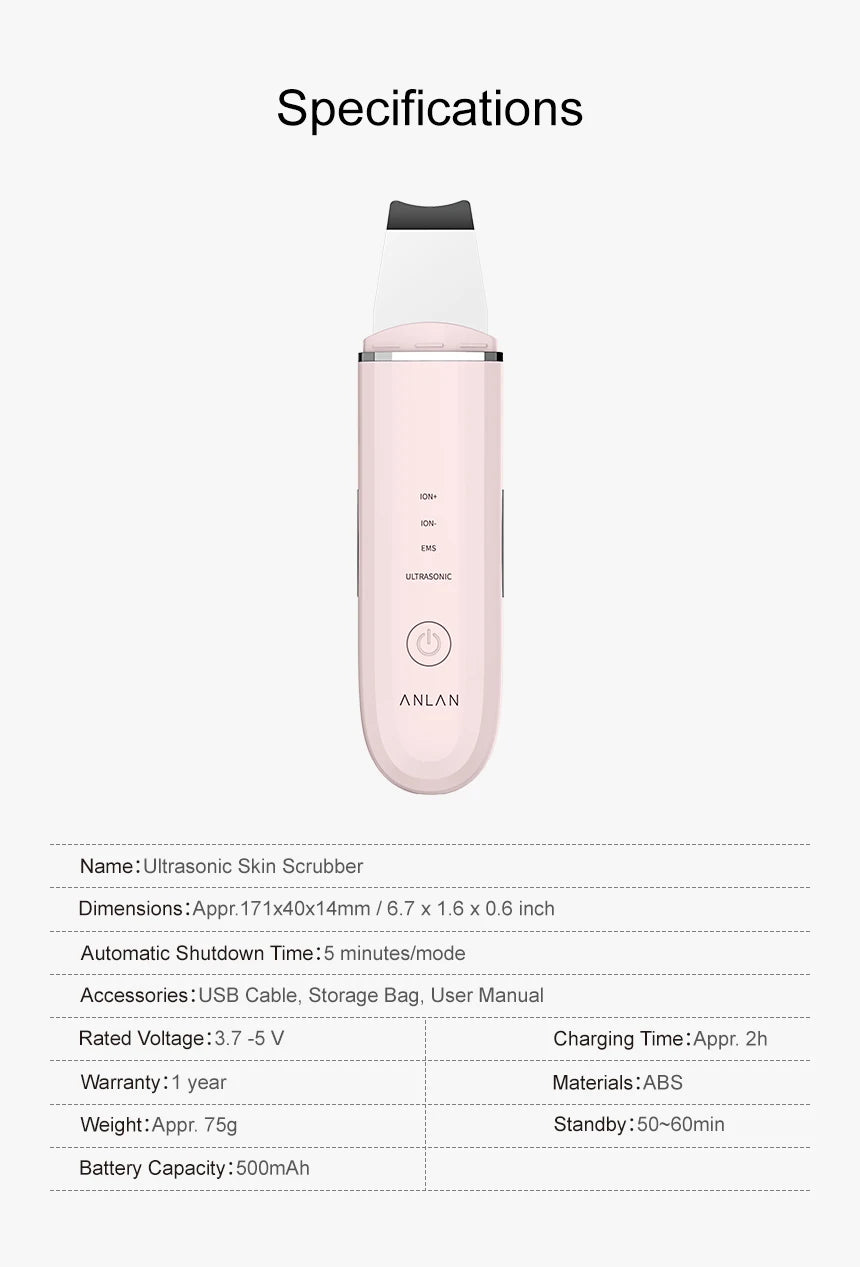 ANLAN Ultrasonic Skin Scrubber 4 Modes