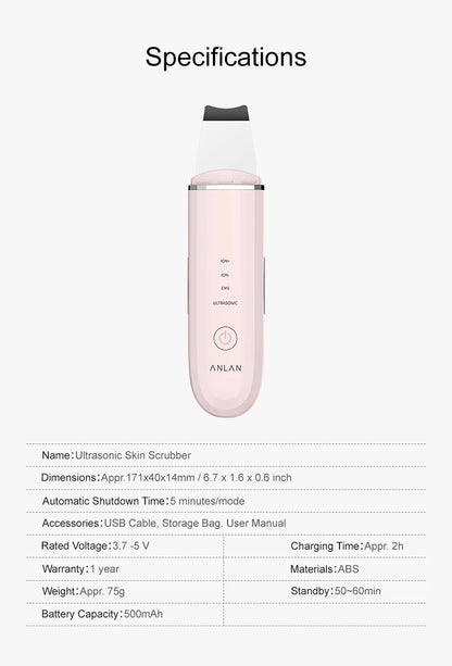 ANLAN Ultrasonic Skin Scrubber 4 Modes