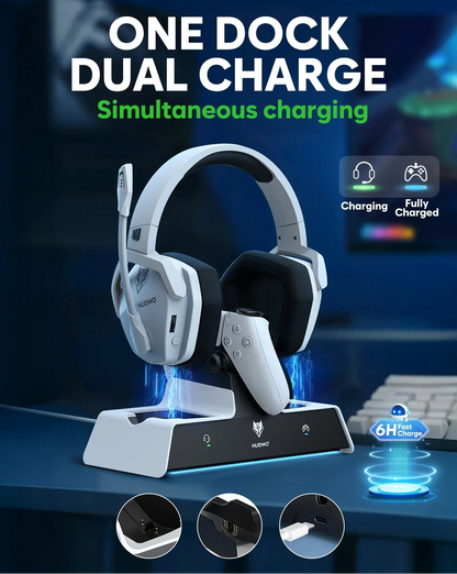 NUBWO G06 Wireless Gaming Headset with Dual Charging Station