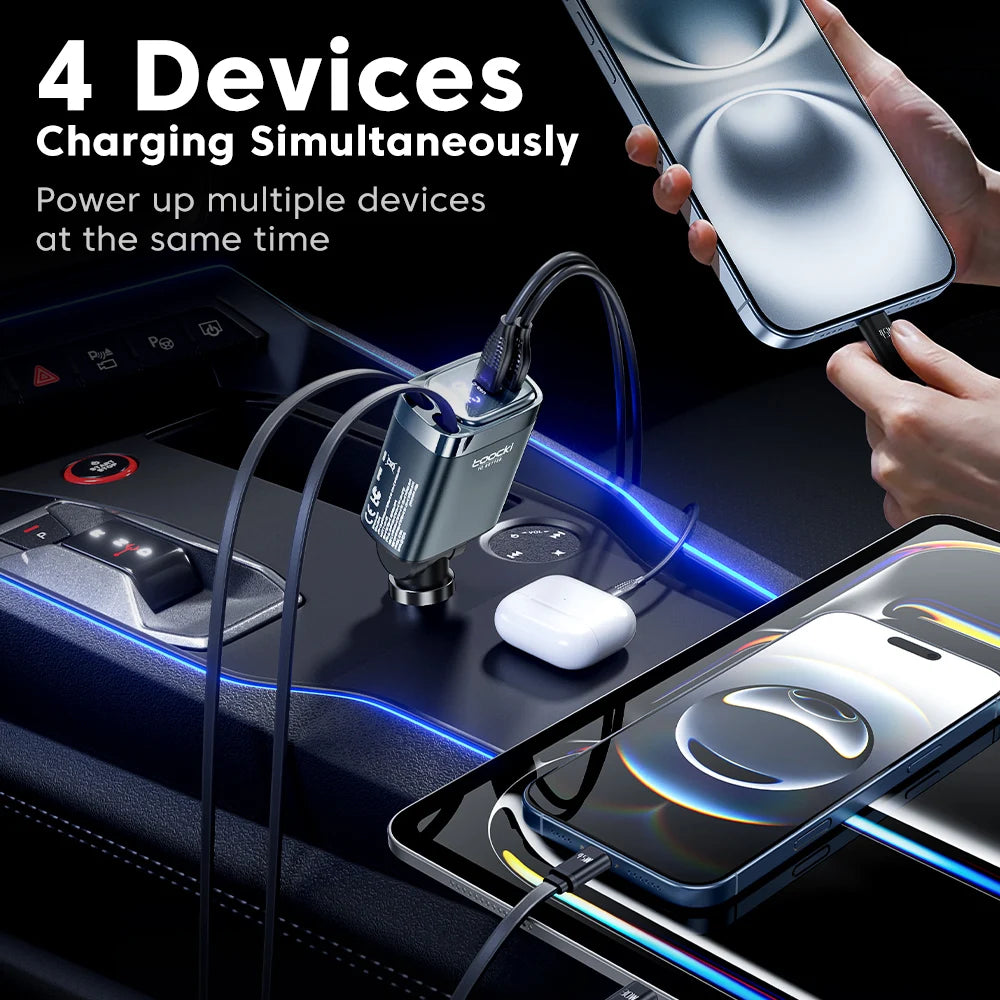 Toocki 4-In-1 105W USB Car Charger